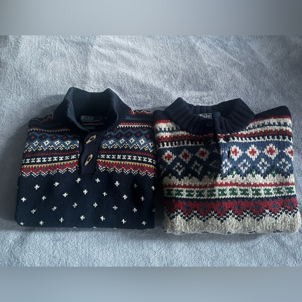 TWO PRL jacquard knit sweaters szM (bundle deal)